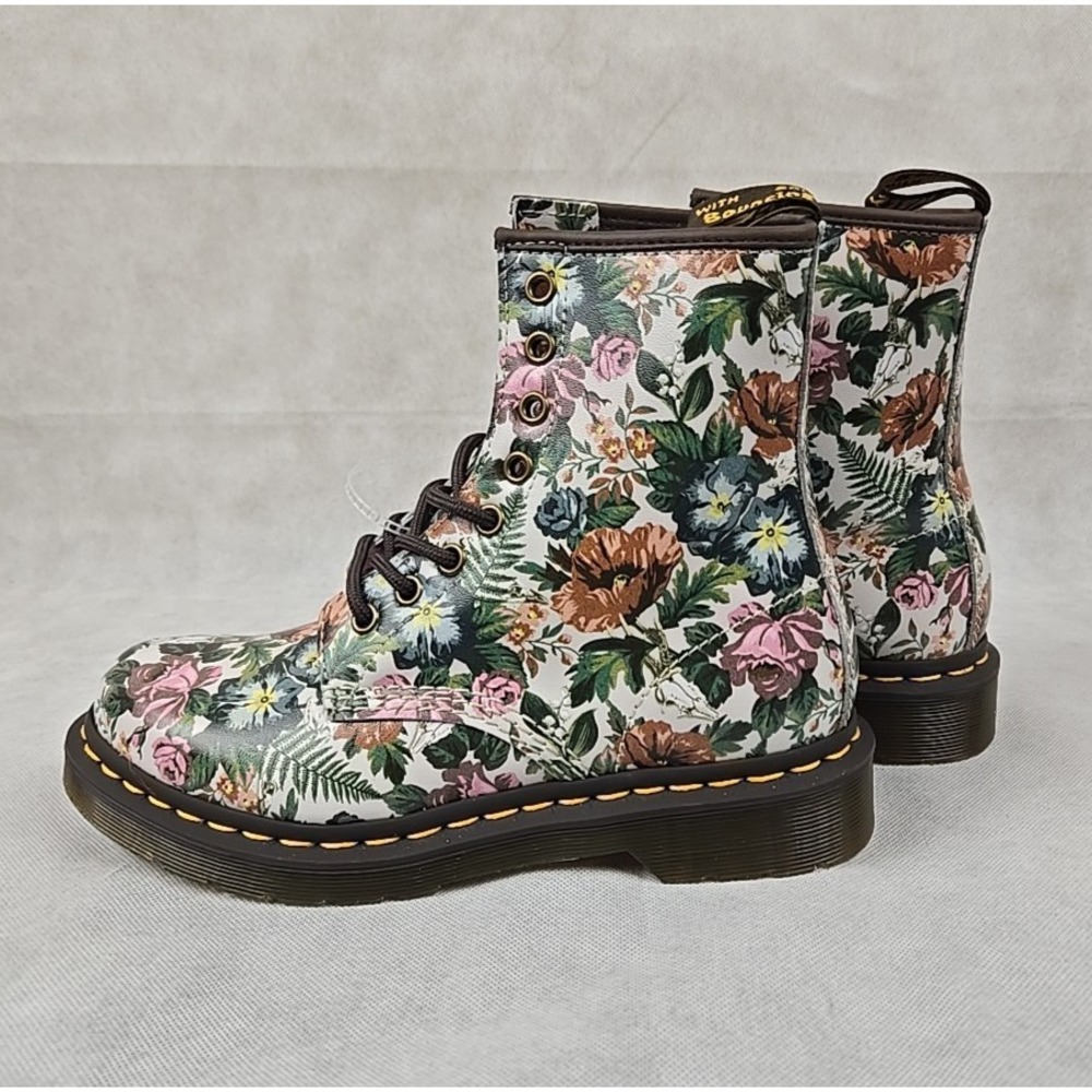 Dr Martens Womens‎ Size 6 Floral Print Leather Lace Up Boots Doc Martins NEW